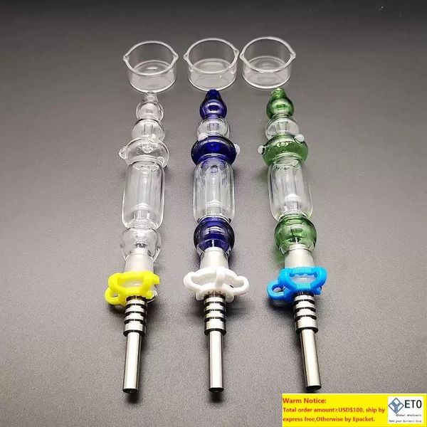 Kits de colector Mini Nector conjunto Azul Verde Claro con puntas de uñas de titanio Paja de aceite Dab Mini Pipas de vidrio para fumar Envoltura de burbujas