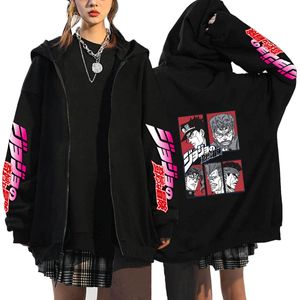 Jojo Bizarre Adventure Zipper Hoodie Roupas Masculinas Women Men Otensized Hoodies Coat Tops Femme Sweatshirts Jackets S-3XL