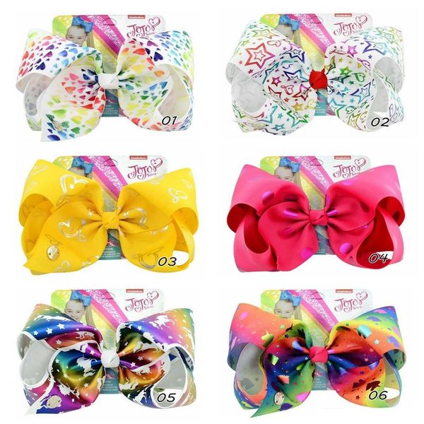 JOJO arcs arc-en-ciel licorne fille enfant cheveux arcs barrettes 8 pouces jojo siwa cheveux accessoires cadeau de noël 10pcs190Y