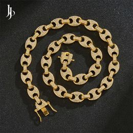 JOJO Fashion Diamond Iced Out Cuban Link Chain Collier pour hommes Hip Hop Pig Pig Nose Tennis pour hommes