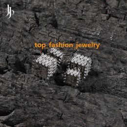 JOJO Mode Hip Hop Sieraden Baguette Diamant Vierkant Blok Oorbel Studs Iced Out Volledige Diamant Vierkante Oorbellen Sieraden voor Mannen