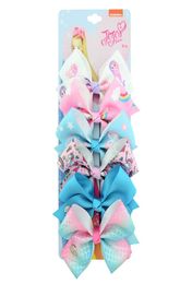 Jojo Hair Bow Girl kleurrijke print Bronettes meisje haaraccessoires Rainbow Unicorn Kids Unicorn Party Hair Clipper2630074