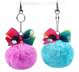 JOJO Kids Bowknot Fur Fuzzy Llavero Baby Girls Horquilla Colgante Niños Arcos Llavero Fuzzy Ball Hang Llaveros bolso de escuela pendan2812630