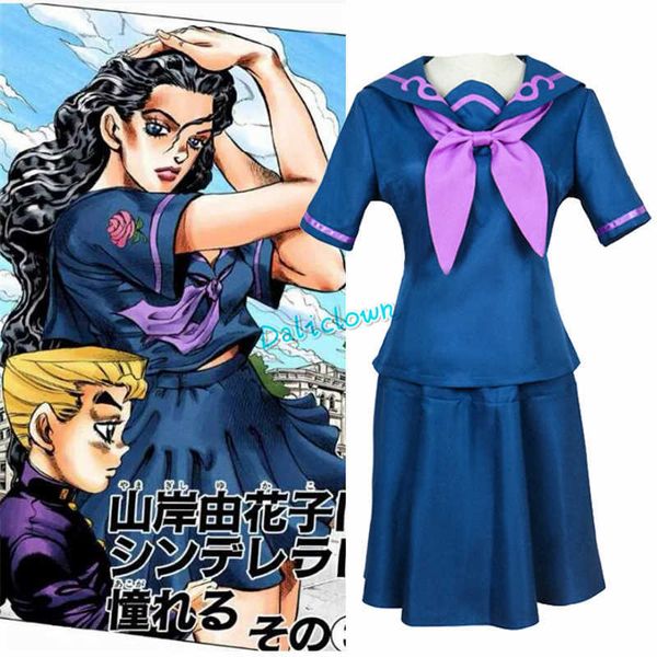 JoJo's Bizarre Adventure Yukako Yamagishi Cosplay traje bordado uniforme peluca anime mujeres vestido traje de marinero JOJO traje x0830