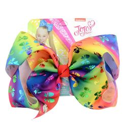 Jojo Siwa Bows 11 kleuren Baby Meisjes Barrettes Kinderen 8 inch grote regenbooghaarbogen met kaart Kids Hair Accessories Fashion Hair9158084