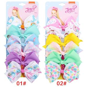 JoJo Siwa nœuds 8 pouces licorne coeur points imprimer enfants fille nœuds avec Clips corne de licorne pour filles épingles à cheveux colorées accessoireZZ