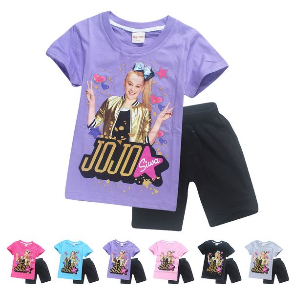 Jojo Siwa Enfants Shorts Tenues 2018 Nouveau Dessin Animé À Manches Courtes Jojo Inspiré Enfants Vêtements Ensembles De Mode D'été Fille Vêtements C3911