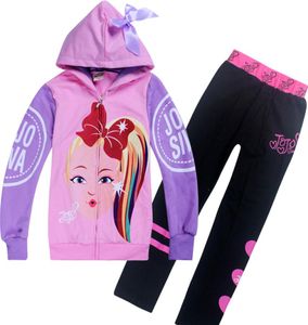 jojo siwa kledingsets 412t Kids Meisjes rits hoodies broek Stuk sets 110150cm designer kinderkleding meisjes FSS3625348128