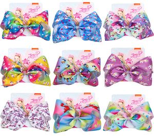 Jojo Siwa Hair Bows Unicorn Gedrukte JoJo Bows met cliphaaraccessoires voor meisjes 8 inch grote regenbooghaar boog SS1098621591