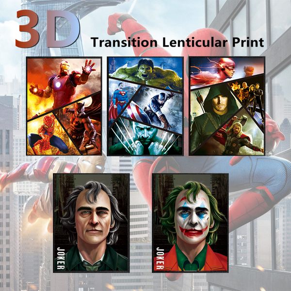 Jokers 3d Affiche Lenticulaire 3D Triple Transition [DC Mavel Heroes] Lenticurlar Print Wall Decor 3D Print Movie Poster Peinture LJ201128