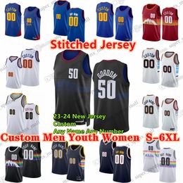 Op maat gestikt S-6XL 23-24 seizoen basketbalshirt Jokic Jamal Murray Aaron Gordon Kentavious Caldwell-paus Michael Porter Jack White Jeff Green Ish Smith Zeke