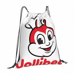 Jollibee Red Ringer Chef Bee Food Funky Trawstring sac à dos éclectique Styles Ideal School Cam Use Canvas 47XS #