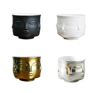 Jonathan Adler Dora Maar Musa Bloemen Potten Planters Muse Noir Opslag Salad Bowl Man Face Flower Vaas Home