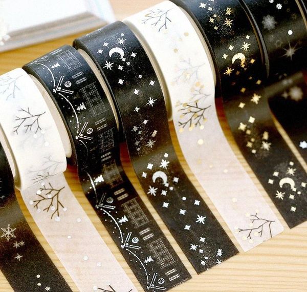 Jonvon Satone cinta adhesiva bronceado japonés planchado plata decoración etiquetas diario mano libro Washi Scrapbooking 2016 6Yvu # Hxct2