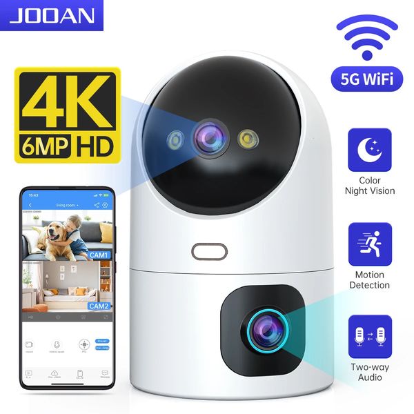 Jooan 4K PTZ IP Camera 5G WiFi Dual Lente CCTV Security Camera Home Baby Baby Tracking Auto Color Night Video Vigilance 240422