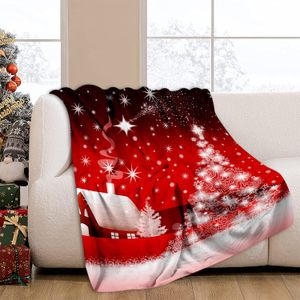 JOOCAR Manta de Navidad roja con estrella brillante para árbol de Navidad, manta de franela, manta cálida para cama, sofá, sala de estar, sofá (50 x 60 pulgadas)