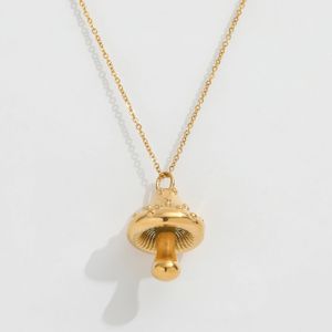 Joolim bijoux haut de gamme PVD vente en gros mode symple champignon pendentif élégant en acier inoxydable collier pour les femmes 240115