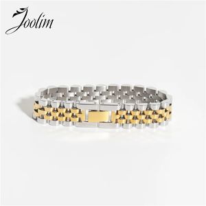 Joolim bijoux en gros Witerproof Width13mm Fashion Permanent Bracelet en acier inoxydable à chaîne de surveillance mixte Permanent pour femmes 231221