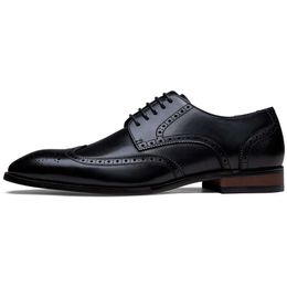 Josen Business Oxford Derby en cuir épais avec bout d'aile, chaussures formelles pour hommes