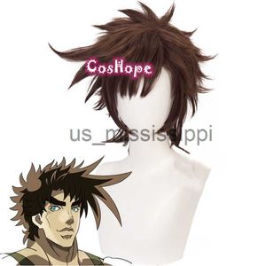 Joseph Joostar Jojo Bizarre Adventure Short Brown Wig Anime Cosplay Heat Resistant Synthetic Pruiken X0901