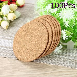 Joshelive 100 stks / partij natuurlijke koffie cup mat ronde hout hittebestendige kurk coaster mat thee drink pad tafel decor groothandel T191031