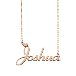 Joshua nom colliers pendentif personnalisé personnalisé pour femmes filles enfants meilleurs amis mères cadeaux 18 carats plaqué or bijoux en acier inoxydable