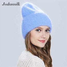 Jozuasilk stijl meisje vrouwen winter hoed angora100% dubbele warme skulies mutsen kleuren voor meisje 211228