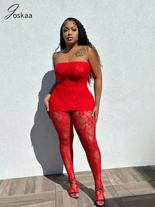 Joskaa Valentijnsdag Outfit Voor Vrouwen Zwart Rood Kant Baddie 2 Stuk Sets Outfits 2023 Jaar Sexy Leggings Club Party 240322