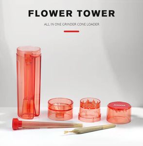 JOUGE Flower Tower Tout en un broyeur Cone Loader Paper in Cone Out That Simple Pre Roll Roller Pipe Tapered Rolling Set Tabac Remplissage Horn Tube DHL