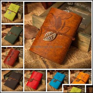 Journal Diary Books Vintage Leather Leaf Garden Travel Kraft Paper Notebook Pirate Notepads Retro Classical Decoration Drop levering 2021 AL