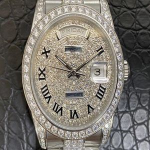 Type de journal série Sunday Montre DE Luxe 39 5 mm de diamètre 2836 pince à mouvement avec 12 bandes d'acier en pierre par section Montres pour hommes 0280k