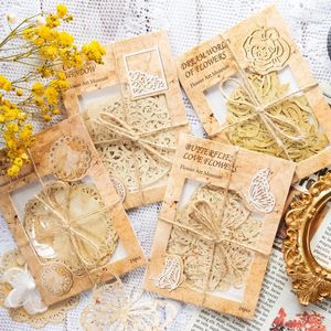 Journamm – papier dentelle découpé esthétique, 16 pièces/paquet, papillon, fleurs, Collage de Journal indésirable, bricolage, matériaux de décoration pour Scrapbooking