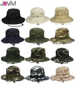 Jovivi Outdoor Boonie Hoed Brede Rand Ademend Safari Vissen UV Bescherming Opvouwbaar Militair Klimmen Zomer Caps 2201141689005