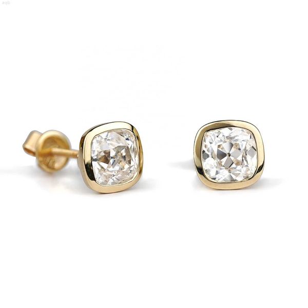 Jovovasmile 1ct coussin forme d Vvs1 14k 18k or jaune Moissanite boucles d'oreilles pour femmes hommes cadeau