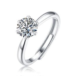 Moissanite Solitaire Verlovingsring Damesverlovingsringen Moissanite Promise Rings D Kleur VVS1 Duidelijkheid Trouwring 925 Sterling Zilver met 18K Verguld