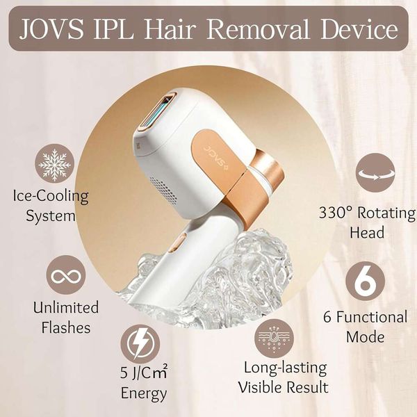 Épilation de cheveux Jovs Vénus Pro IPL avec système de refroidissement par glace - Épilation de cheveux indolore, durable pour les femmes et les hommes - Épilation illimitée à domicile