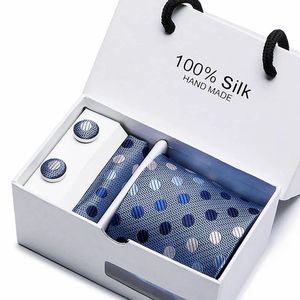 Joy Alice Heren Stropdas Hanky Manchetknopen Set Met Geschenkdoos Rode Polka Dot Mode Stropdassen Voor Mannen Bruiloft Zakelijk feest Bruidegom SB43 240228