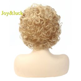 Joyluck courts pneostiques curly perruque brun mélange de couleurs blondes perruques synthétiques pour les femmes