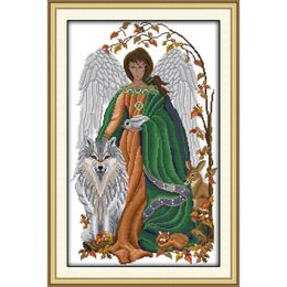 Joy Sunday Angel Wings Prince Wolf Home Decor Cross-Stitch sets brodery aiguille kit peinture comptée imprimé sur toile DMC