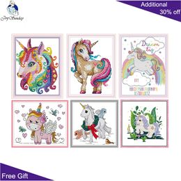 Joy Sunday Unicorn Home Decor DA172 DA406 KB060 KB085 KB110 KB137 Geteld gestempeld Animal Needalpoint borduurwerk Kruissteekkit