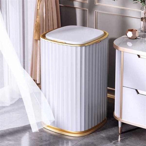 Joybos Automatique Smart Capteur Trash peut harpe Gauche imperméable à ordures à poubelle salle de bain de la salle de bain de cuisine Armoire de cuisine Remarque bin jx95 211215