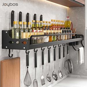 Joybos Keuken Opslag Plank Wandmontage Spice Racks Ruimte Aluminium Multifunctionele Punch-Free Kichen Organizer 211112