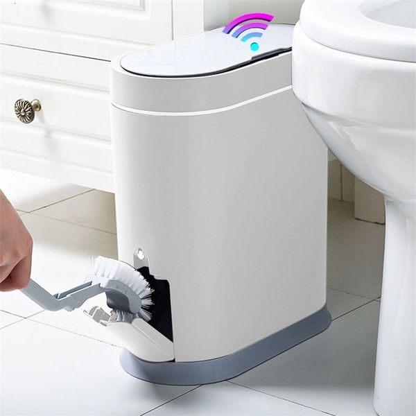 Joybos Smart Sensor Poubelle Électronique Automatique Salle De Bains Déchets Poubelle Ménage Toilette Étanche Couture Étroite 220408