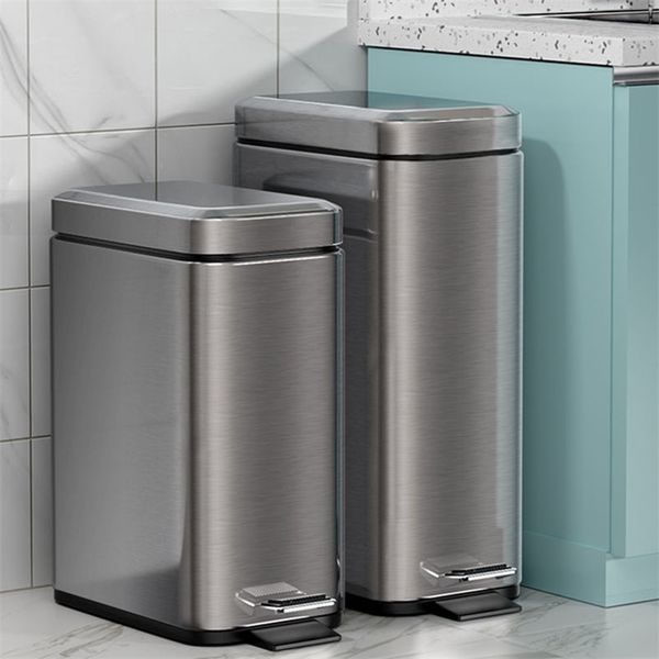 Cubo de basura Joybos de acero inoxidable para cocina y baño, cubo de basura silencioso, cubo de basura impermeable para el hogar, 5L/8L 211215