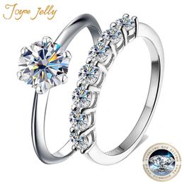 JoyceJelly-Conjunto de anillos DCOLOR de 17CT, joyería de plata de ley 925, 2 piezas, bandas de boda, regalo de compromiso femenino, tamaño 59 240220