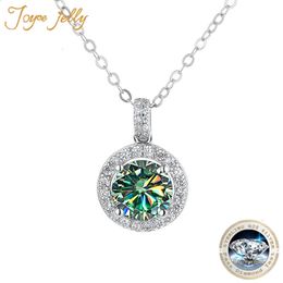 JoyceJelly S925 argent Sterling 1/2/3/4/5/10 D couleur diamant collier femmes pendentif rond chaîne pour mariage 240118