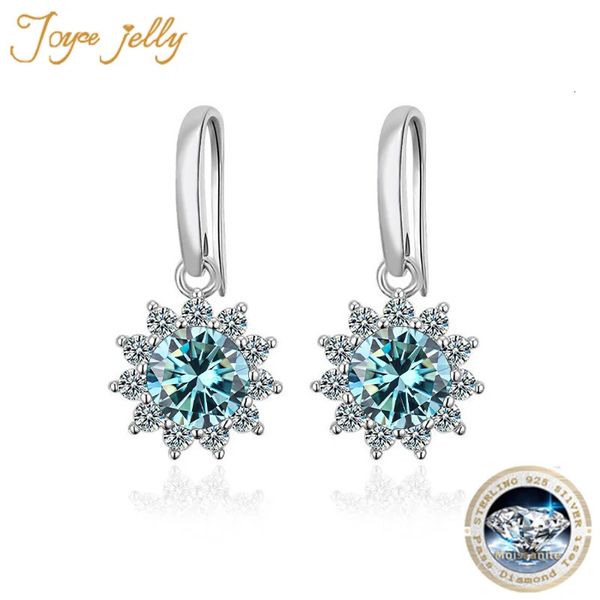 JoyceJelly femmes en argent Sterling 925 bijoux 1 Carat 2 diamant boucles d'oreilles en forme de tournesol boucles d'oreilles cadeaux 240112
