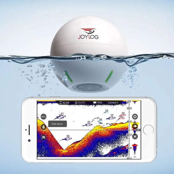 Joylog Smart Sonar Fish Finder Capteur sans fil rechargeable 40m Profondeur d'eau Echo Sounder Fishing for Bait Boat Carp Fishing 240422