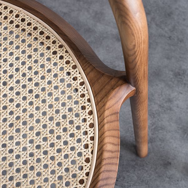 Joylove Nordic Wood Balcon Courté Courteard Single Round Chair Backring BackRaist Lie-Chine Chine tissé de rotin antique