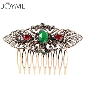 JOYME Nieuwste Turkse Sieraden Antiek Goud Kleur Bruiloft Haar Kam Voor Bruids Bloem Haaraccessoires Haarspeldjes Hairwear276A